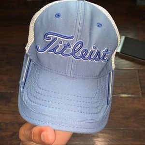 Blue and white Titleist hat golf hat